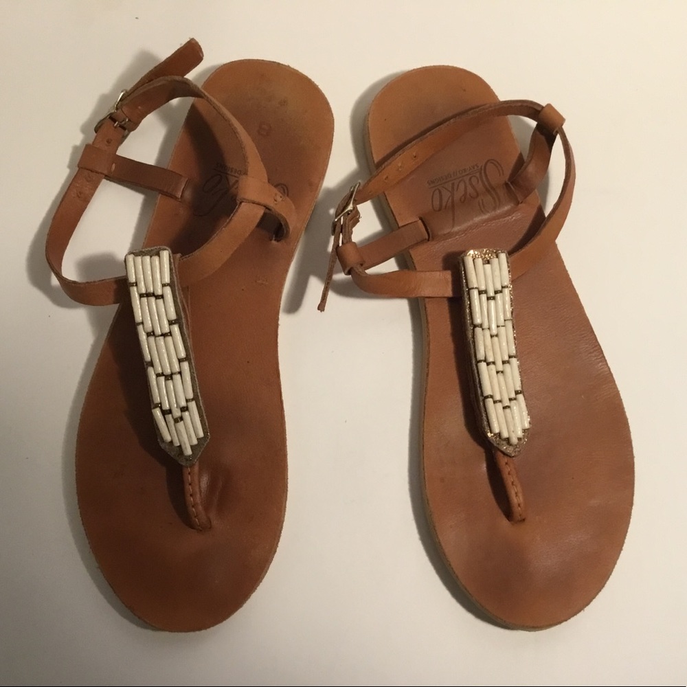 Sseko t-strap sandals with detachable pendants